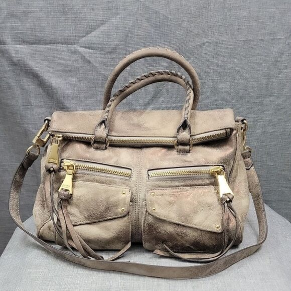 Aimee Kestenberg Soho Metallic leather distressed satchel Shoulder Bag - Picture 2 of 10
